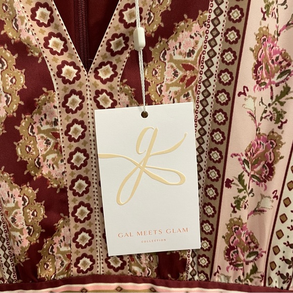 Gal Meets Glam Nwt Liza Print Charmeuse Dress 2P - Picture 10 of 13